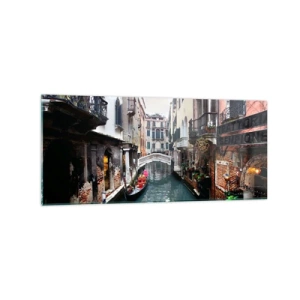 Glass picture - Venetian View with a Gondola and a Bridge - 120x50 cm