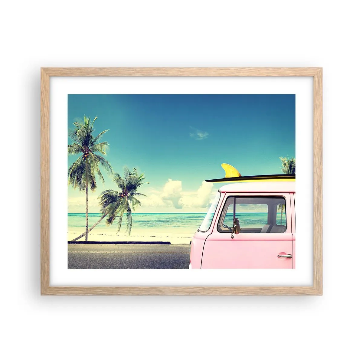 Poster in light oak frame - Holiday Time - 50x40 cm