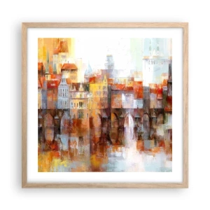 Poster in light oak frame - Under The Bridge It Is Also Pretty - 50x50 cm