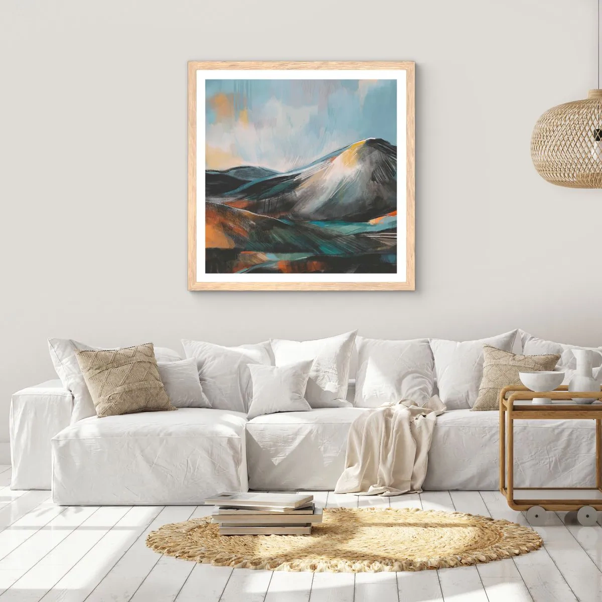 Poster in light oak frame - Raw and Beautiful - 30x30 cm