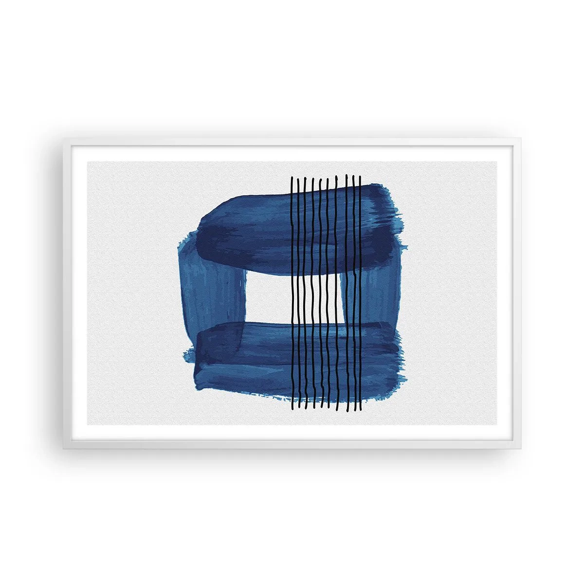 Poster in white frmae - Blue and Black Composition - 91x61 cm
