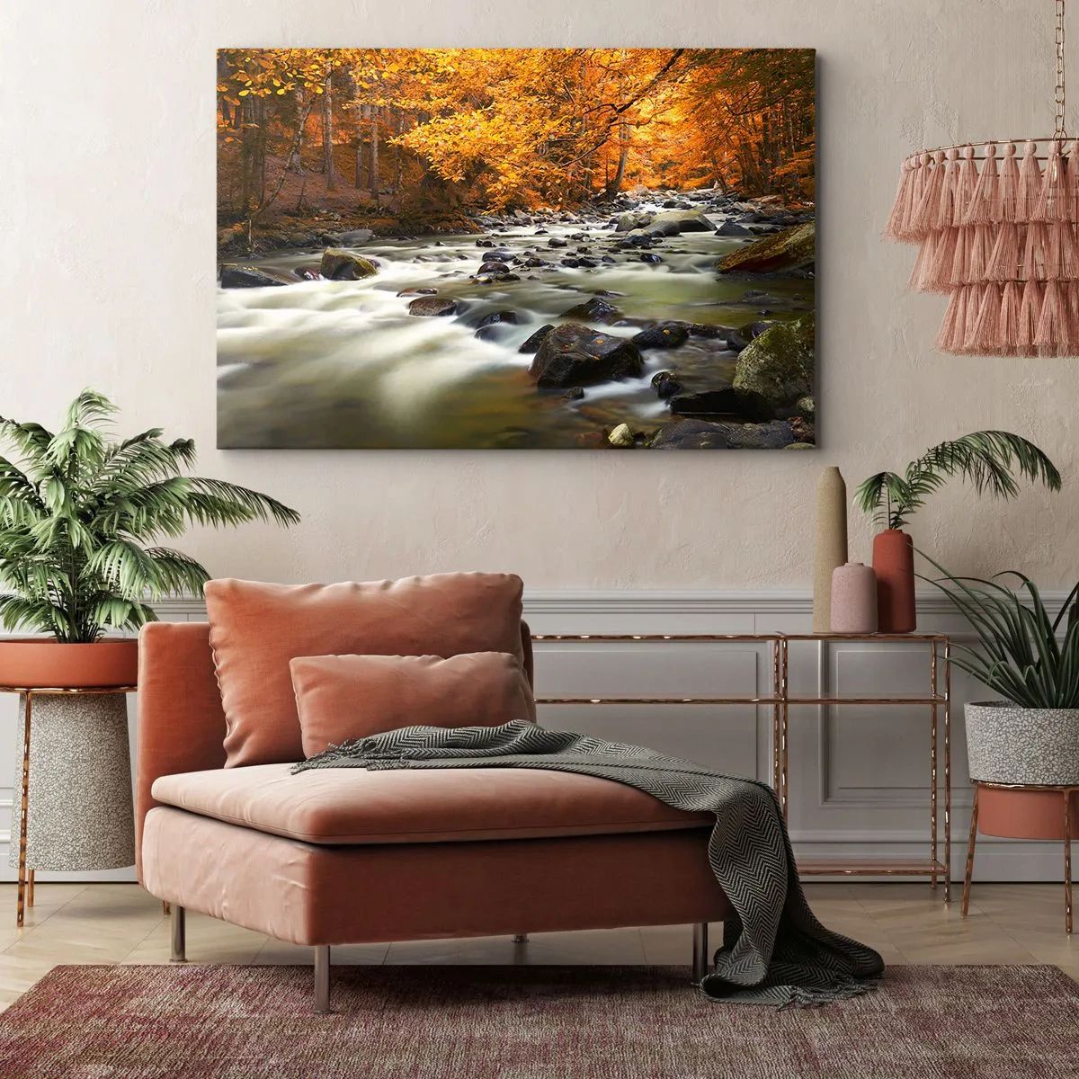 Canvas picture - Brook in a Golden Forest - 120x80 cm