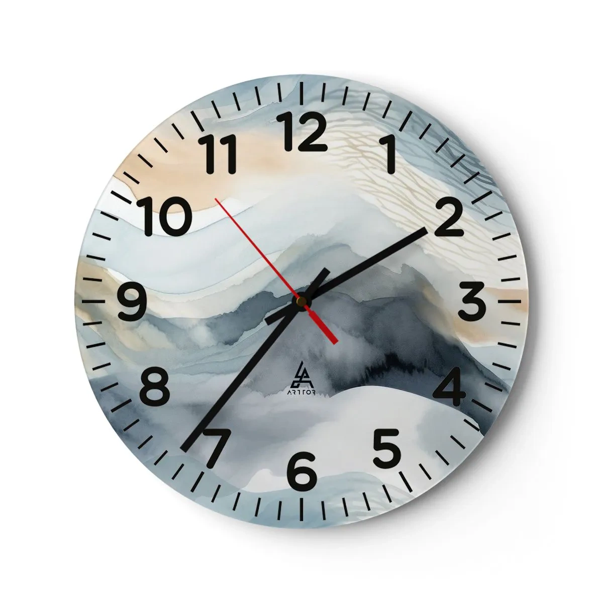 Wall clock - Clock on glass - Snowy and Foggy Abstract - 30x30 cm
