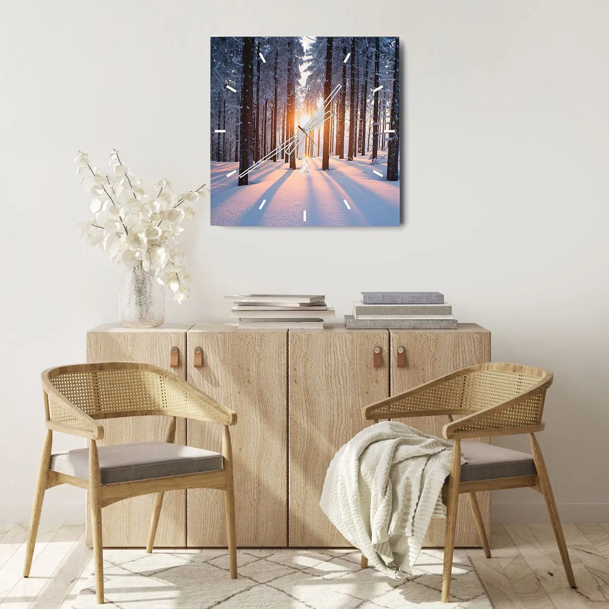 Wall clock - Clock on glass - Clearly Black on White - 40x40 cm