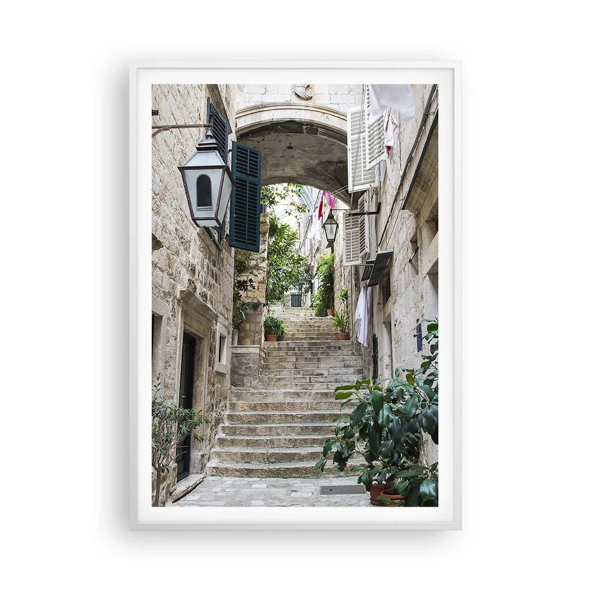 Poster in white frmae - Charming Alley - 70x100 cm