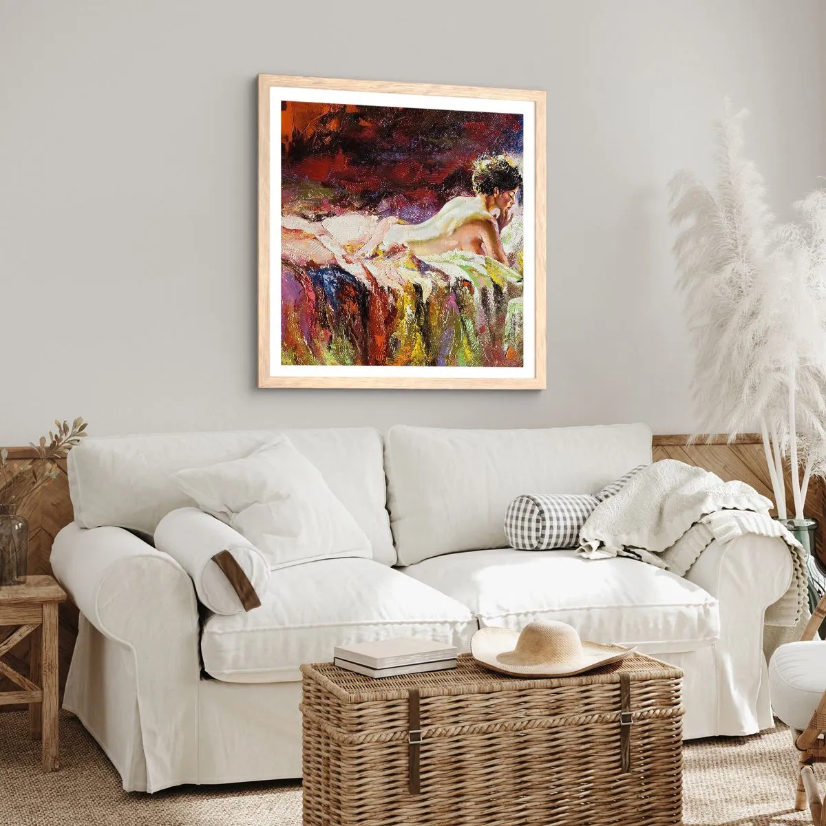 Poster in light oak frame - Thoughtful Venus - 60x60 cm