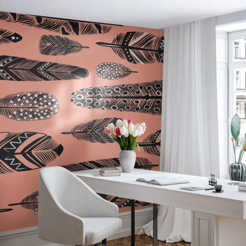 Photo Wallpaper Standard Eco - Indian Collection - Abstraction, Feathers, Boho - 150x105 cm