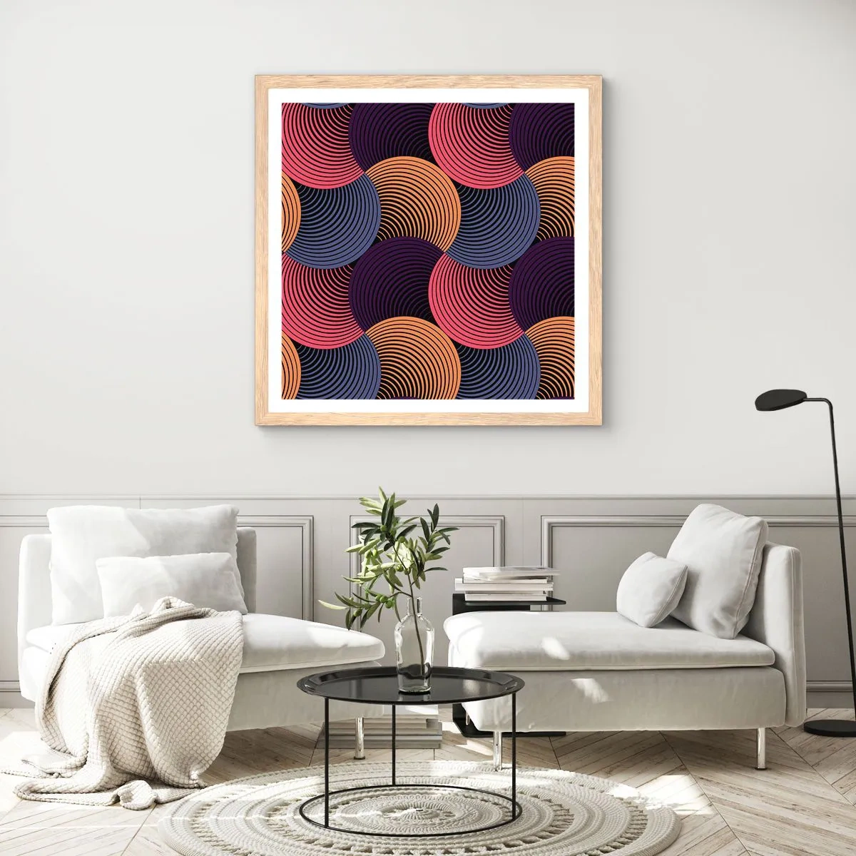 Poster in light oak frame - In a Circular Rhythm - 30x30 cm