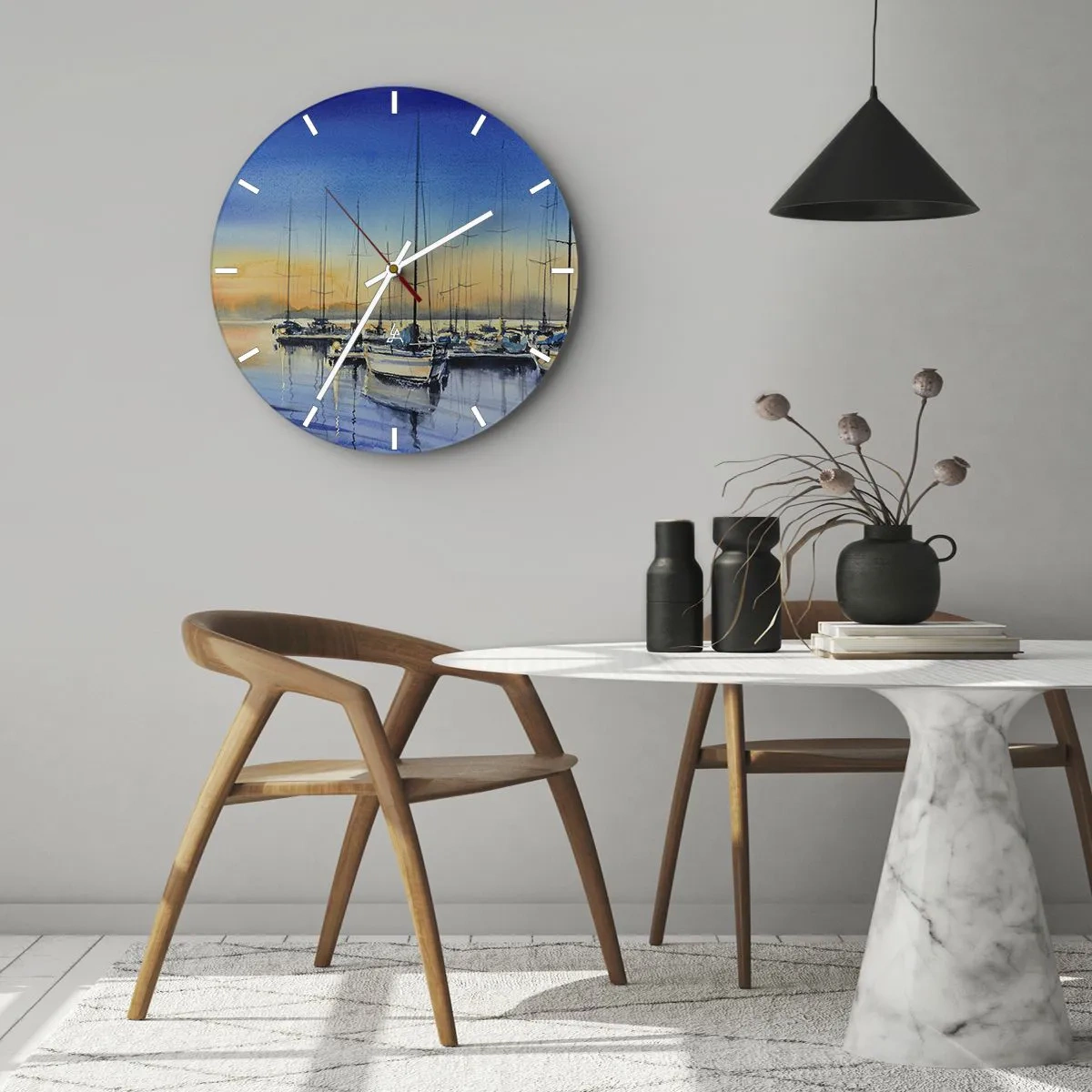 Wall clock - Clock on glass - The End of a Good Day - 40x40 cm