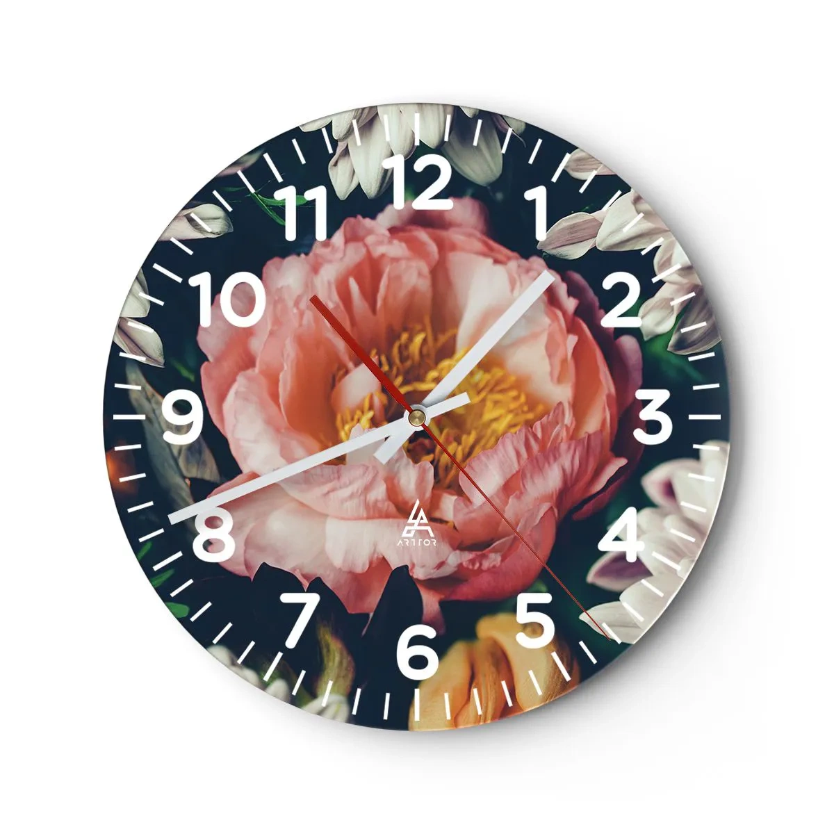 Wall clock - Clock on glass - In Baroque Style - 30x30 cm
