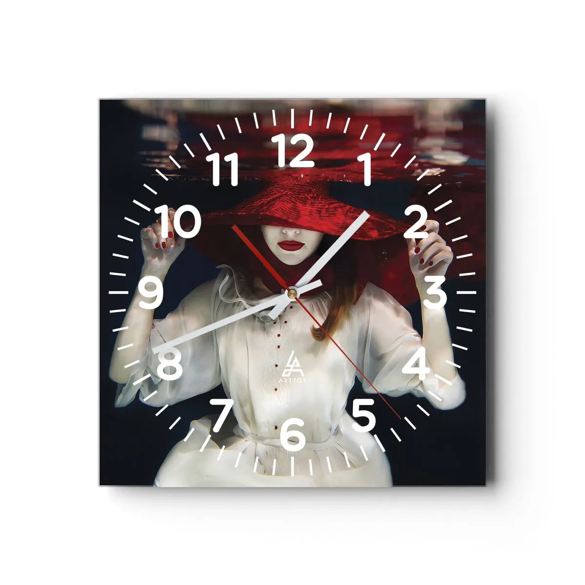 Wall clock - Clock on glass - Mysterious Woman - 30x30 cm