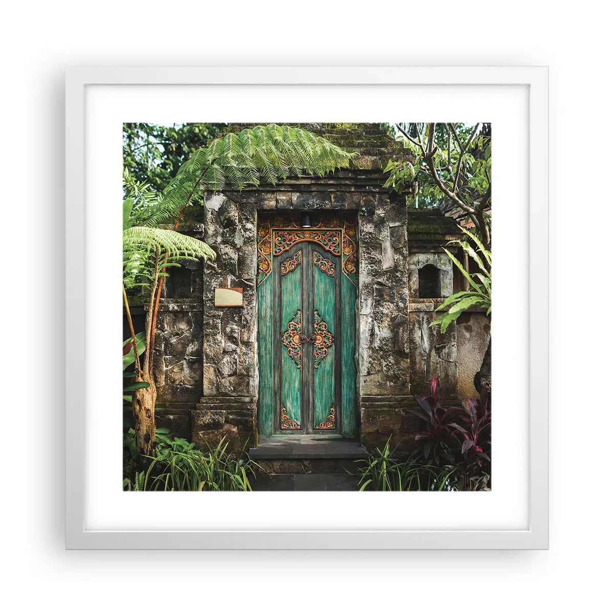 Poster in white frmae - Door to Exotic World - 40x40 cm