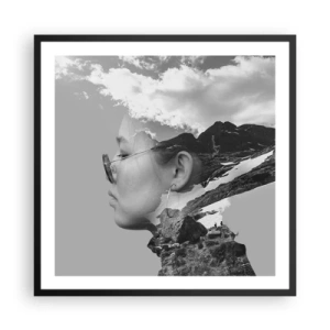 Poster in black frame - Cloudy Portrait - 60x60 cm