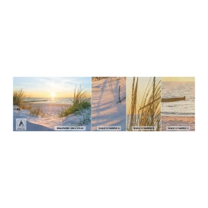 Photo Wallpaper Sample Premium Sand - Sound of the Sea, Singing of the Birds, Wild Beach among Grass - Landscape, Sea, Dunes - 100x30 cm