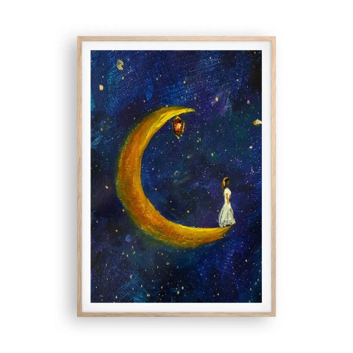 Poster in light oak frame - Calling of the World - 70x100 cm
