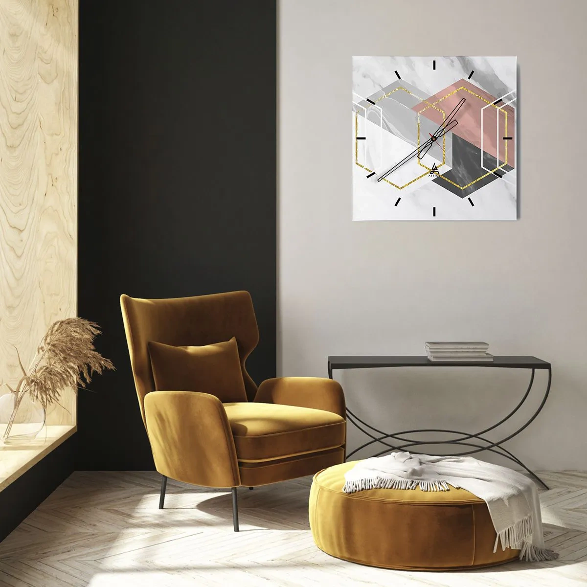 Wall clock - Clock on glass - Chain Composition - 40x40 cm