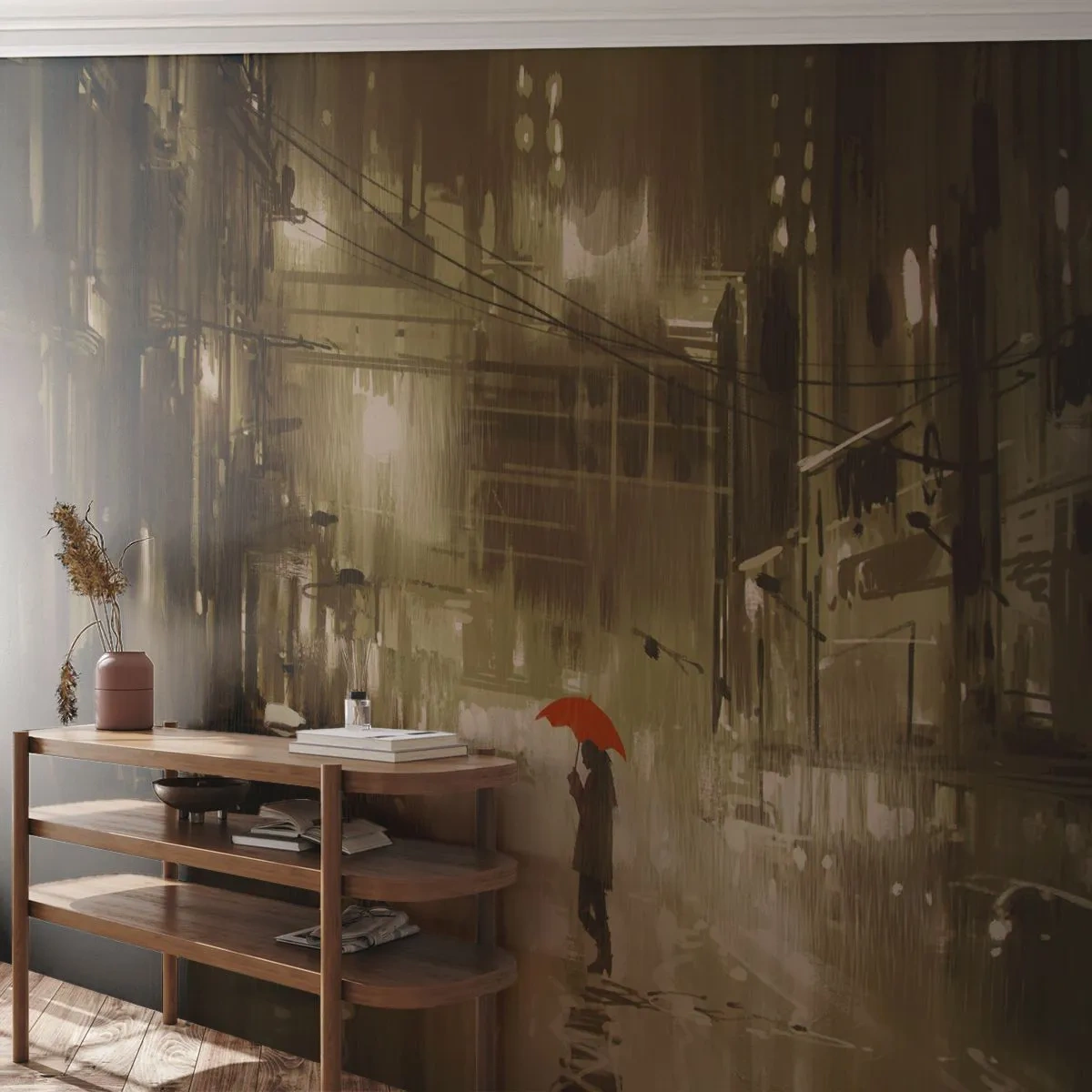 Self-Adhesive Photo Wallpaper Deluxe Sticker - Alone But Not Lonely - City, Woman, Architecture - 150x105 cm