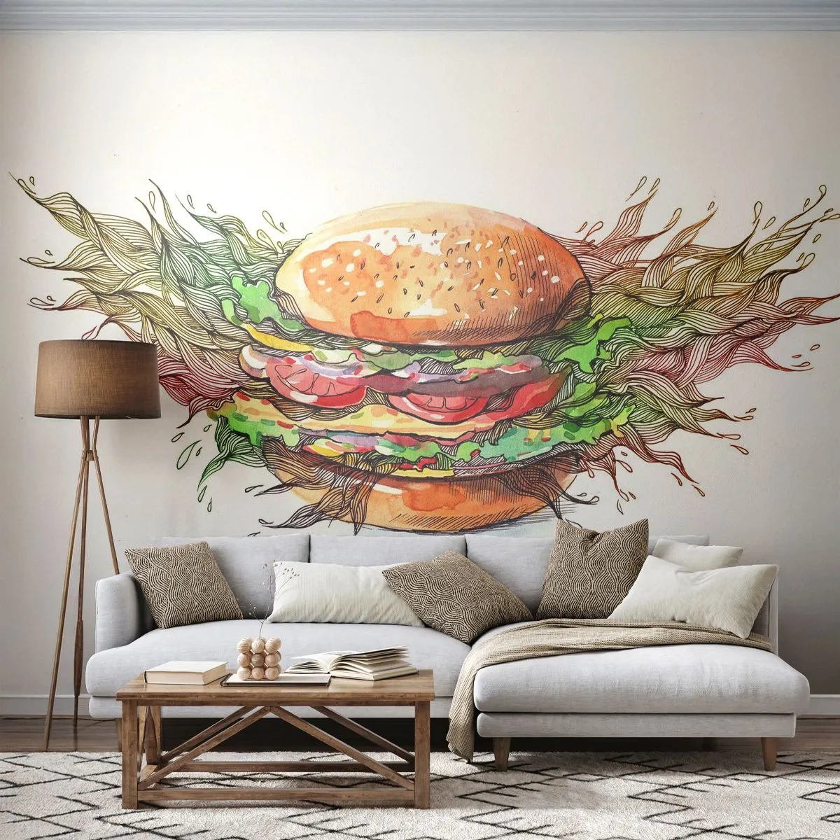 Photo Wallpaper Standard Eco - Hot Temptation - Gastronomy, Hamburger, Culinary - 150x105 cm