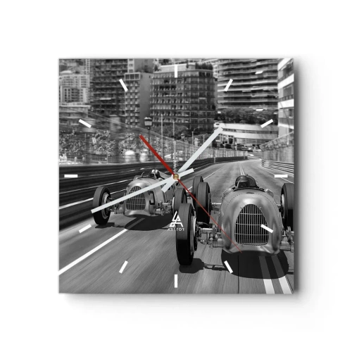 Wall clock - Clock on glass - Long Time Ago in Monte Carlo - 40x40 cm