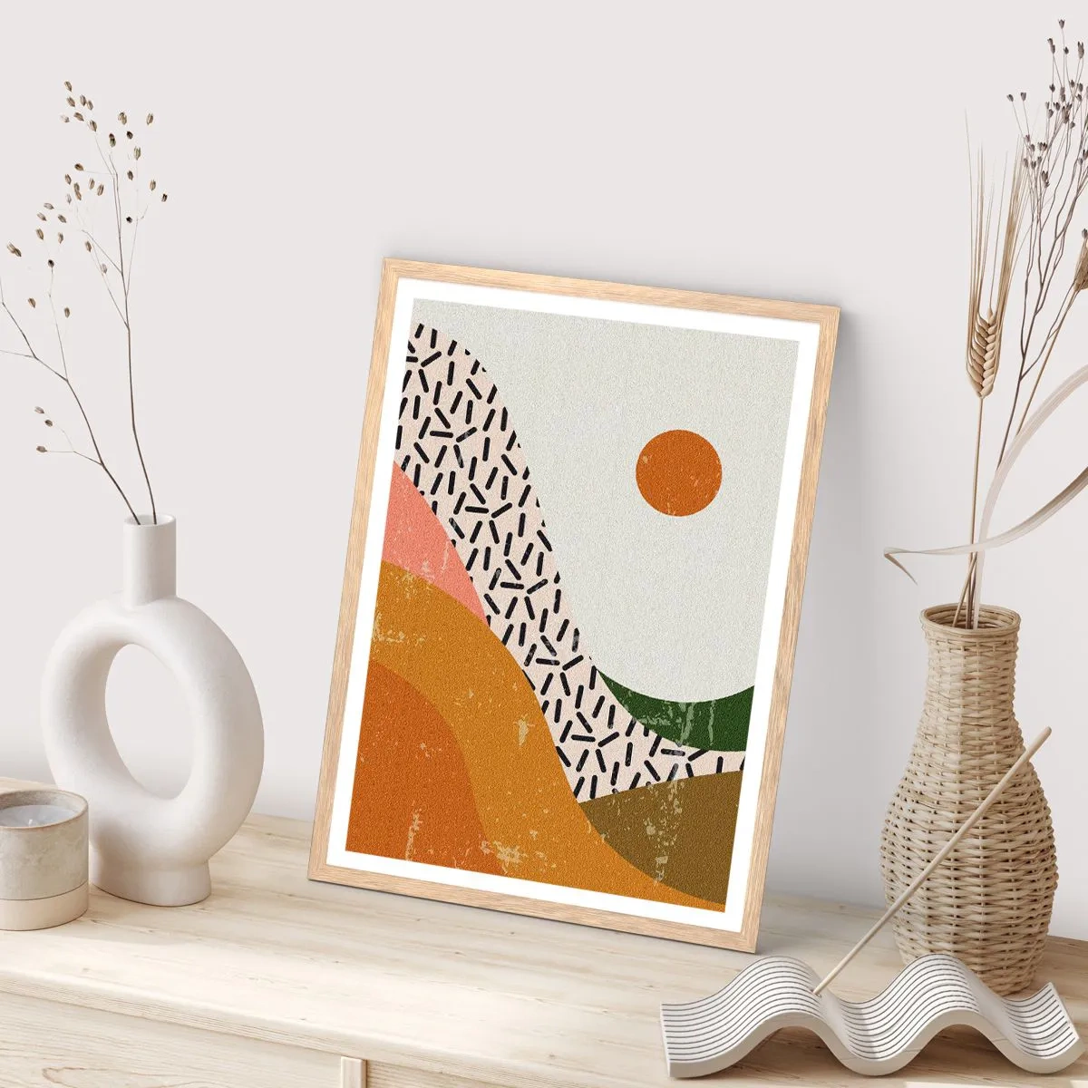 Poster in light oak frame - Sunny Abstract - 30x40 cm