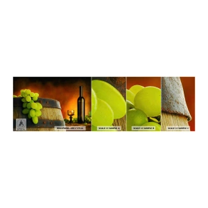 Photo Wallpaper Sample Self-Adhesive Deluxe Sticker - Still Life with a Bottle of Wine and a Bunch of Grapes - Grape, Wine, Wine Barrel - 100x30 cm