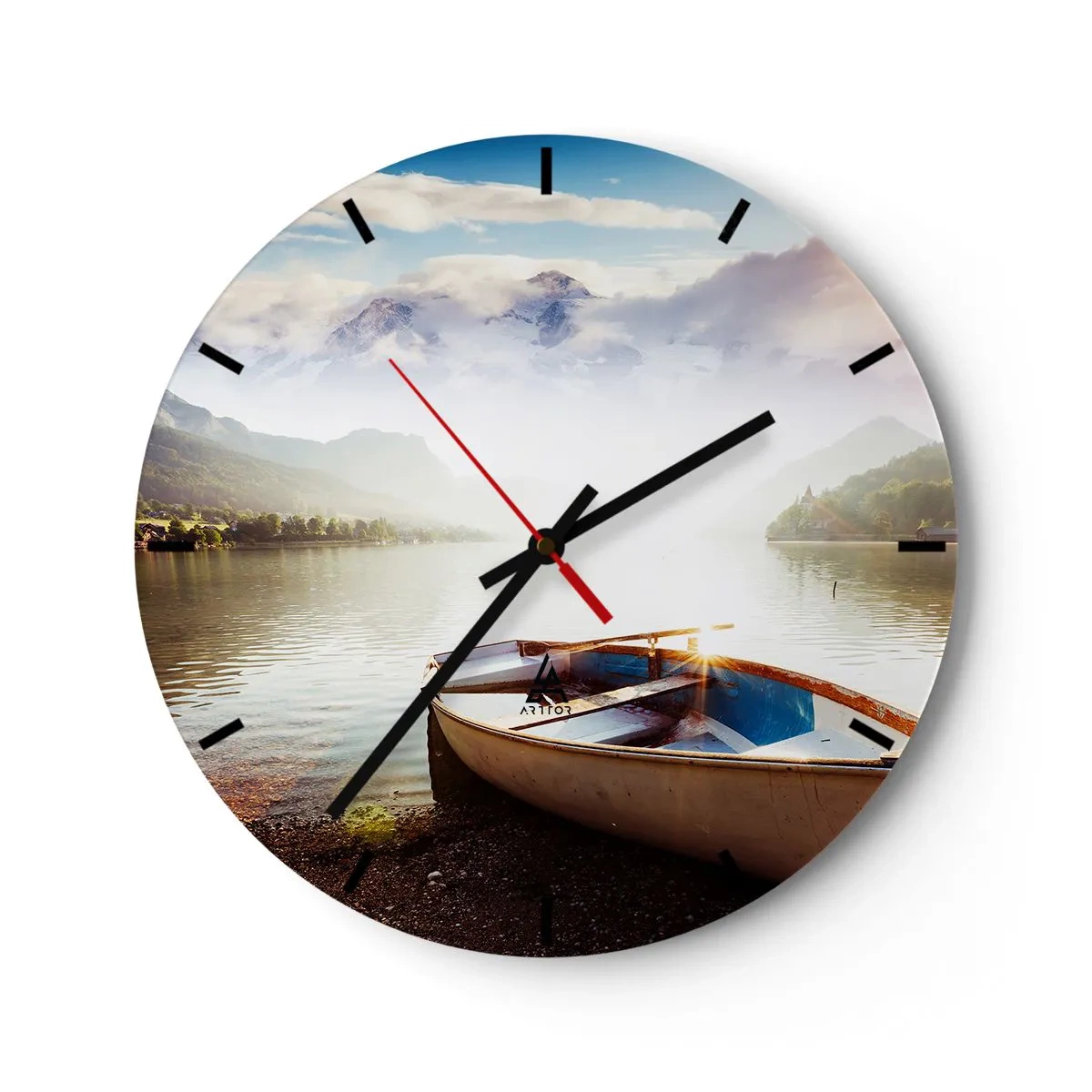 Wall clock - Clock on glass - By the Great, Clear Waters - 40x40 cm