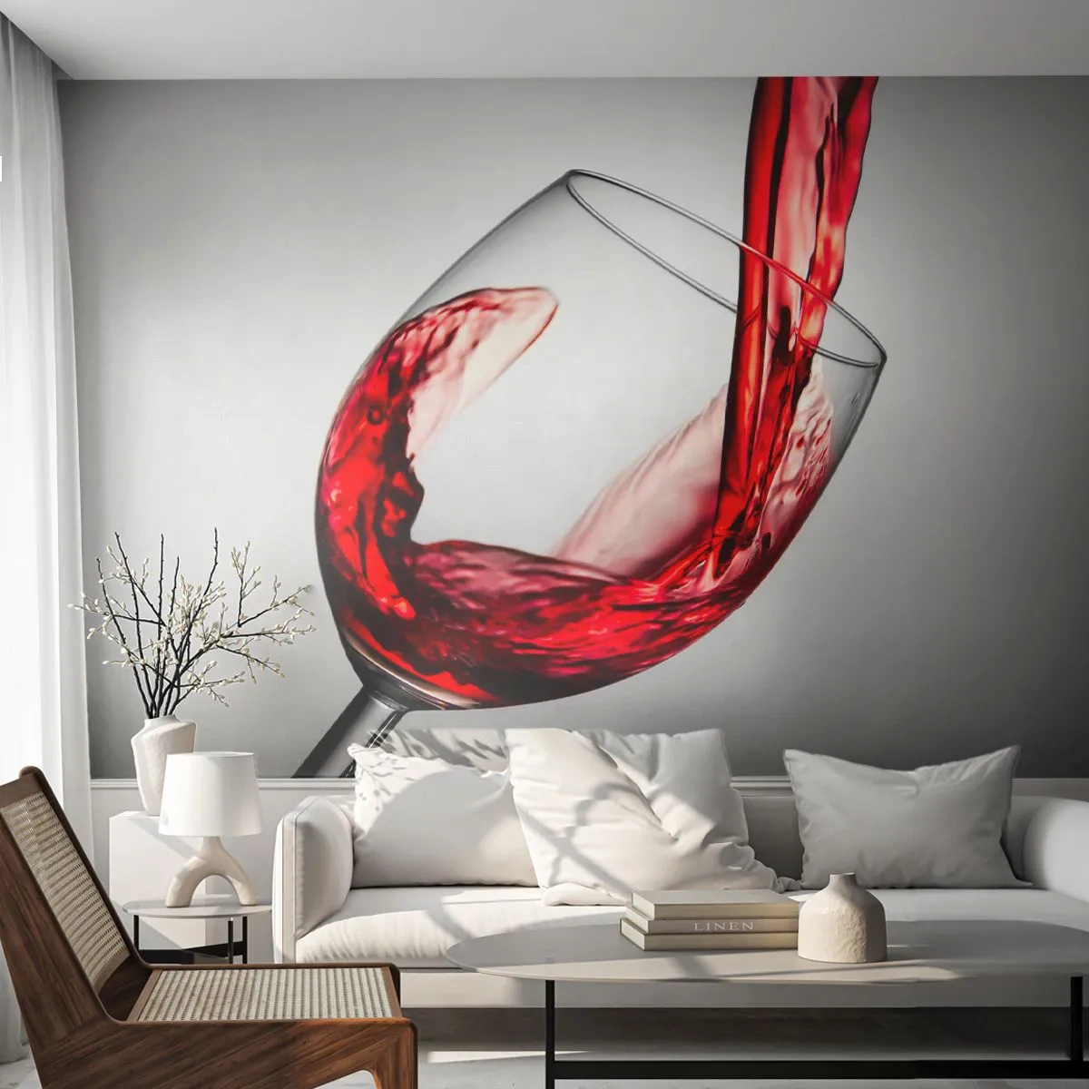 Photo Wallpaper Standard Eco - Colour - Movement - Sound - Wine glass, Red wine, Gastronomy - 200x140 cm