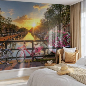 Custom Wallpaper Premium Canvas - Spring Morning in Amsterdam - City, Amsterdam, Architecture