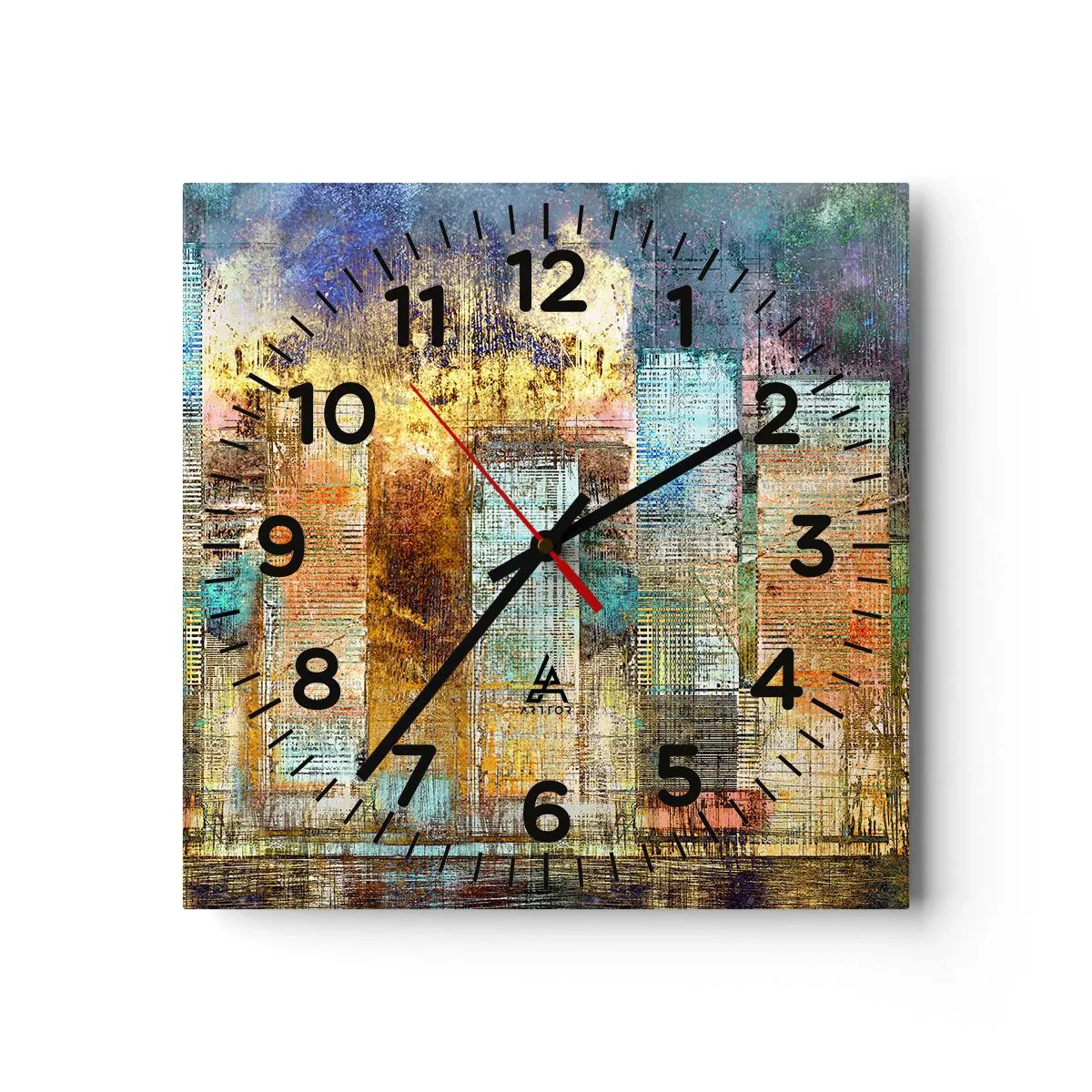 Wall clock - Clock on glass - Sunny Metropolis - 40x40 cm