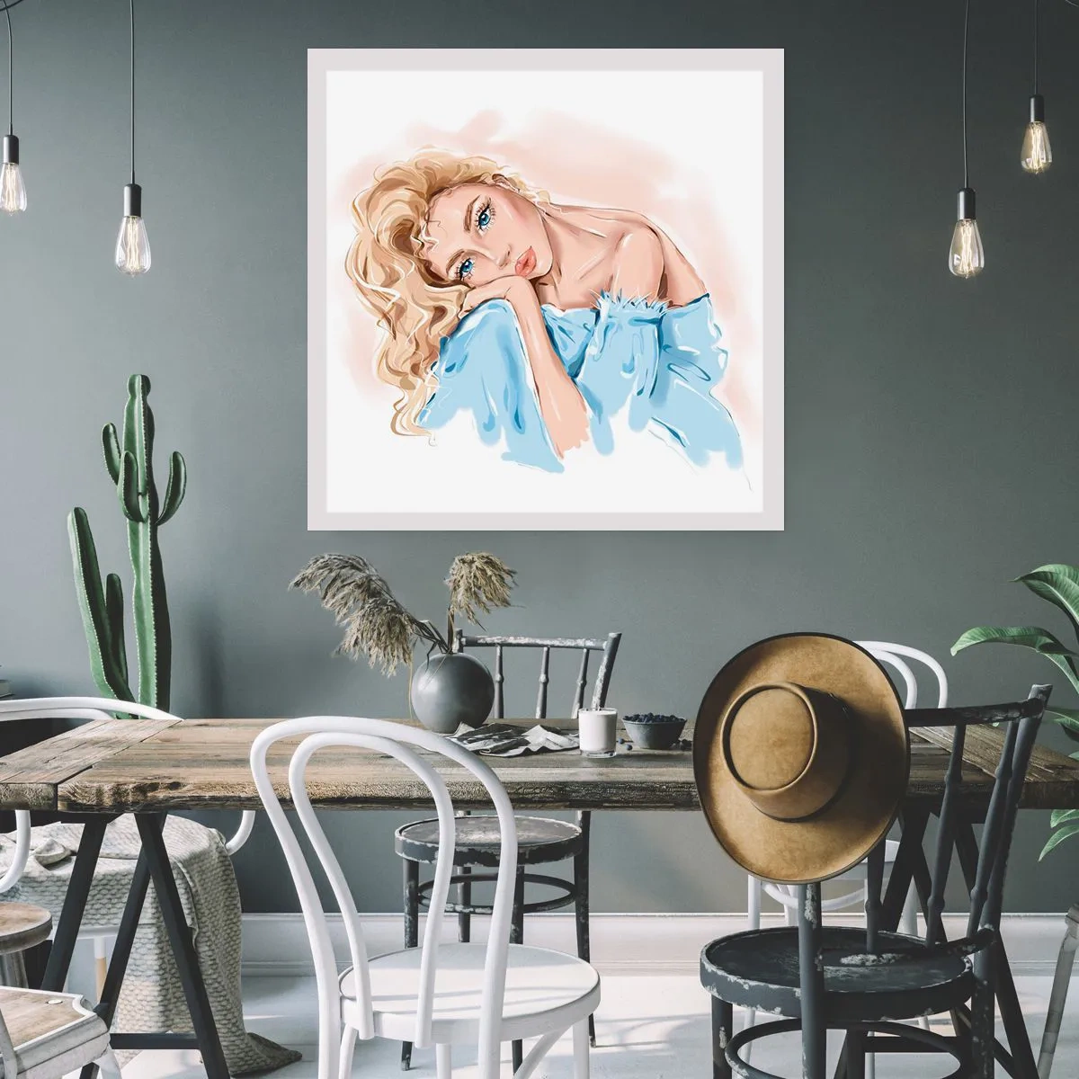 Poster - Dreamy in Blue - 60x60 cm