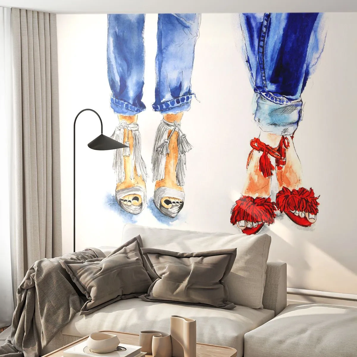 Custom Wallpaper Premium Sand - Shall We Go for a Walk? - Woman, Fashion, Footwear