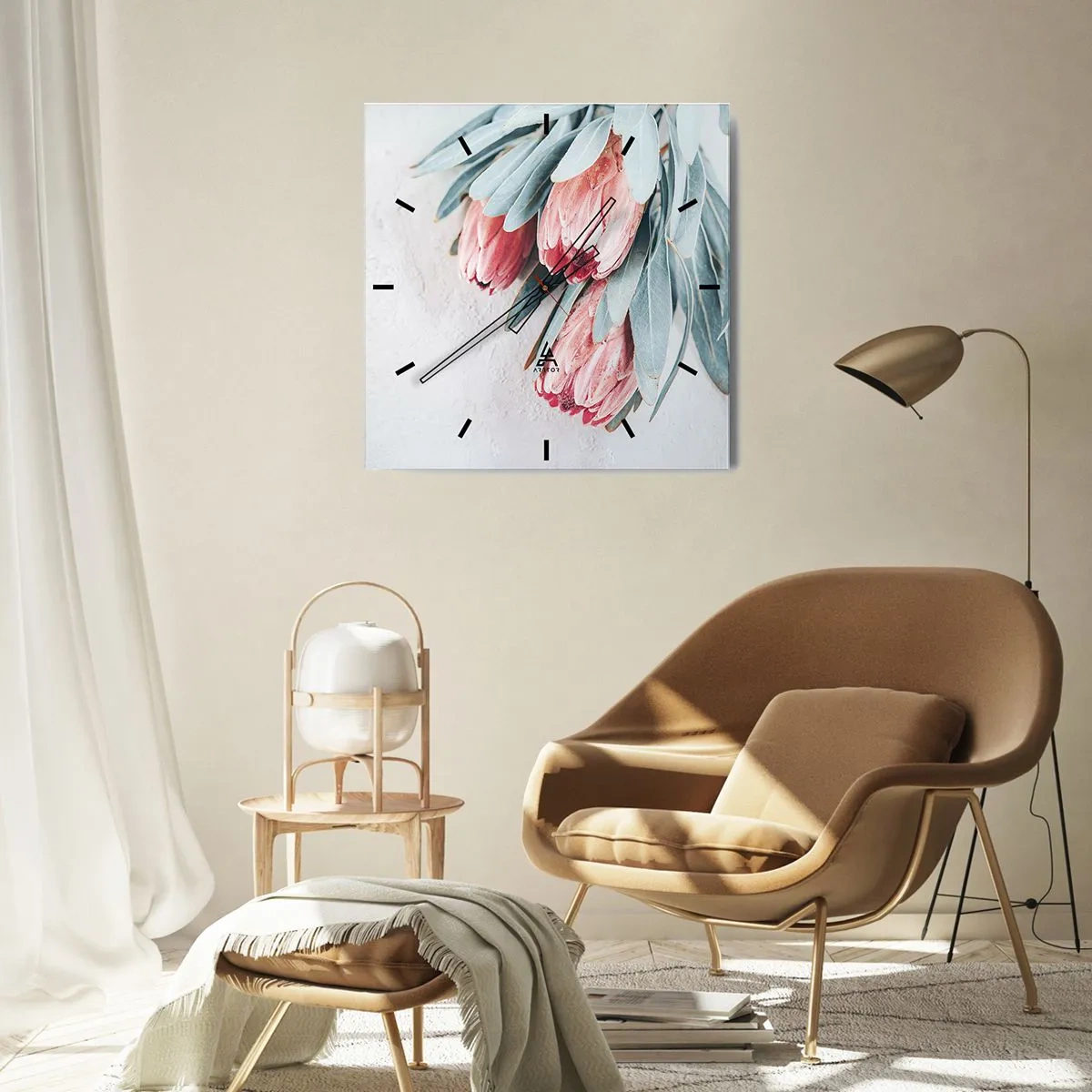 Wall clock - Clock on glass - Ashamed of Their Own Beauty - 30x30 cm