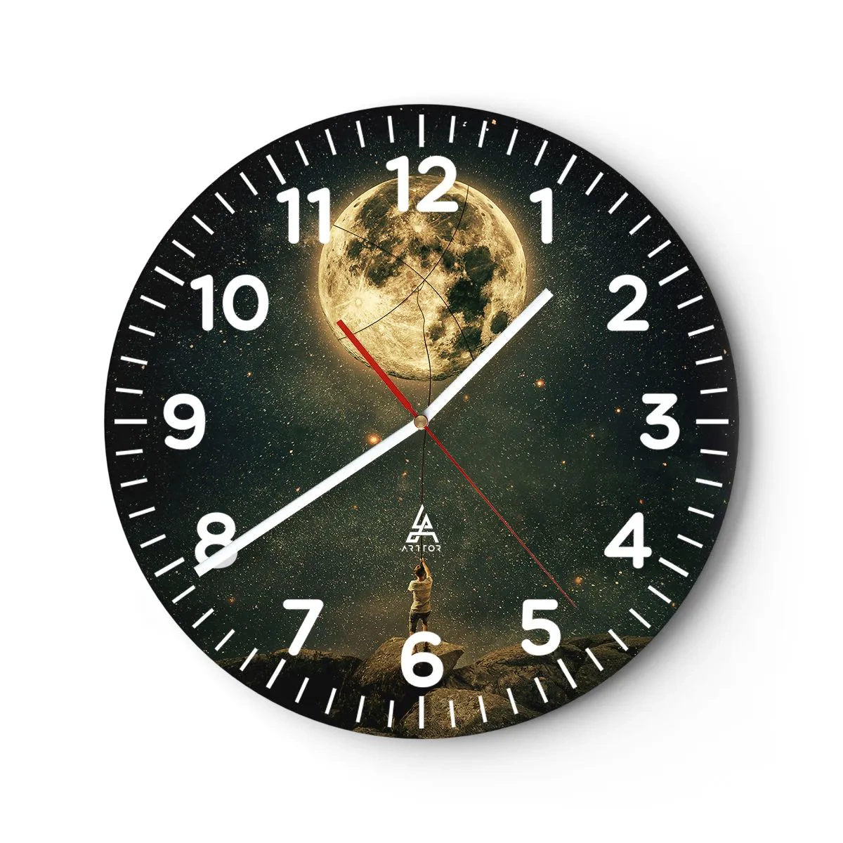 Wall clock - Clock on glass - One that Stole the Moon - 40x40 cm