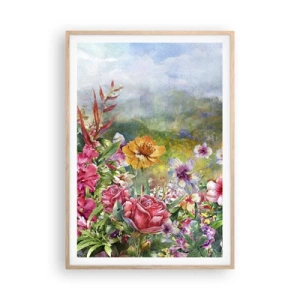 Poster in light oak frame - Garden which Went Crazy - 70x100 cm