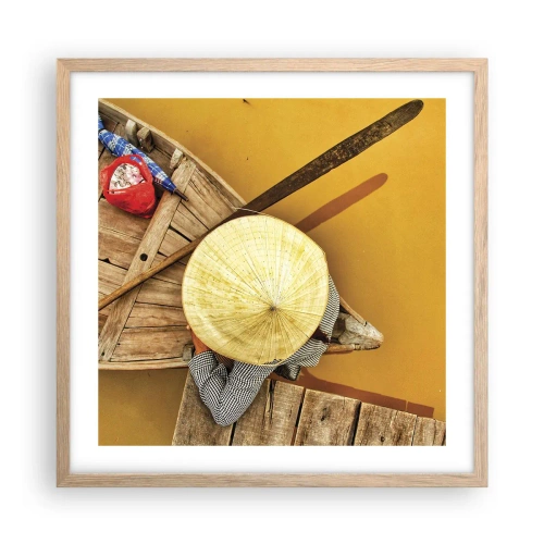 Poster in light oak frame - Life on a Yellow River - 50x50 cm