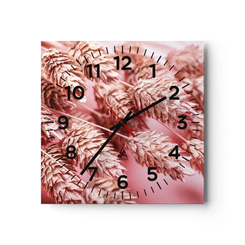 Wall clock - Clock on glass - Flowery Cascade in Pink - 30x30 cm
