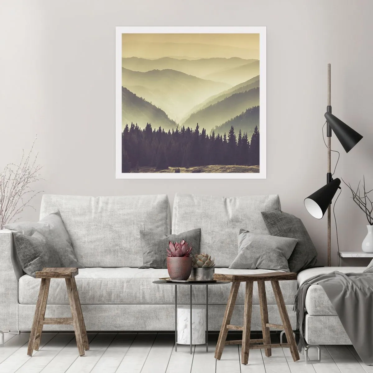 Poster - In a Faraway Land, Past the Mountains - 50x50 cm