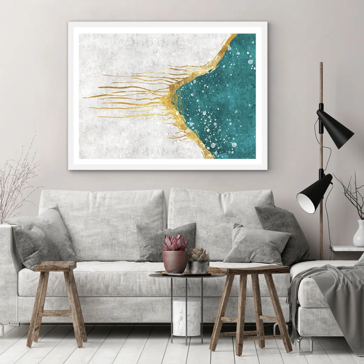 Poster in white frmae - Golden Tide - 91x61 cm
