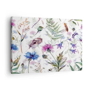 Canvas picture - Watercolor flowers and herbs on a white background in herbarium style - 70x50cm - Polish Herbs - Modern wall decoration for the living room and bedroom ARTTOR