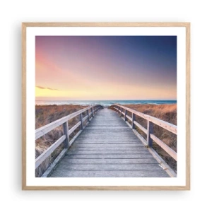 Poster in light oak frame - Baltic Evening Aurora - 60x60 cm