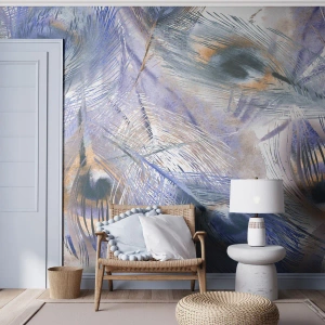Self-Adhesive Photo Wallpaper Deluxe Sticker - Peacock's Feather Composition - Abstraction, Peacock Feather, Boho - 200x140 cm