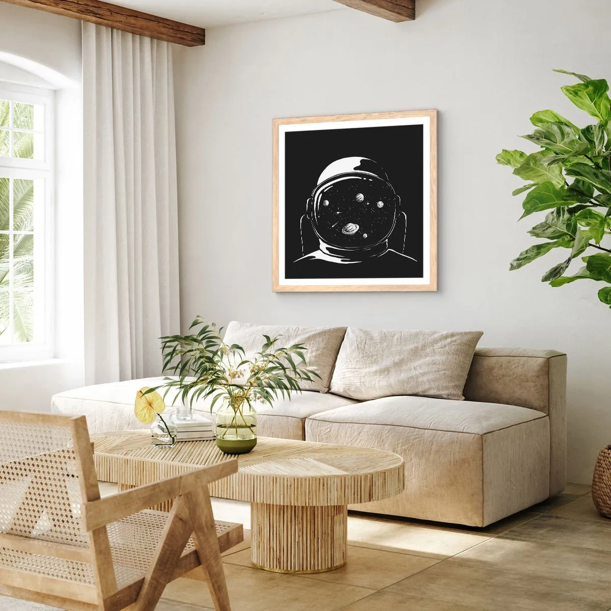 Poster in light oak frame - Quite a View - 40x40 cm