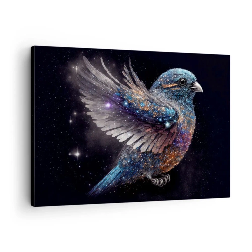 Canvas picture - A space-age style sparrow with a diamond shine - 70x50cm - Diamond Sparrow - Modern wall decoration for the living room and bedroom ARTTOR