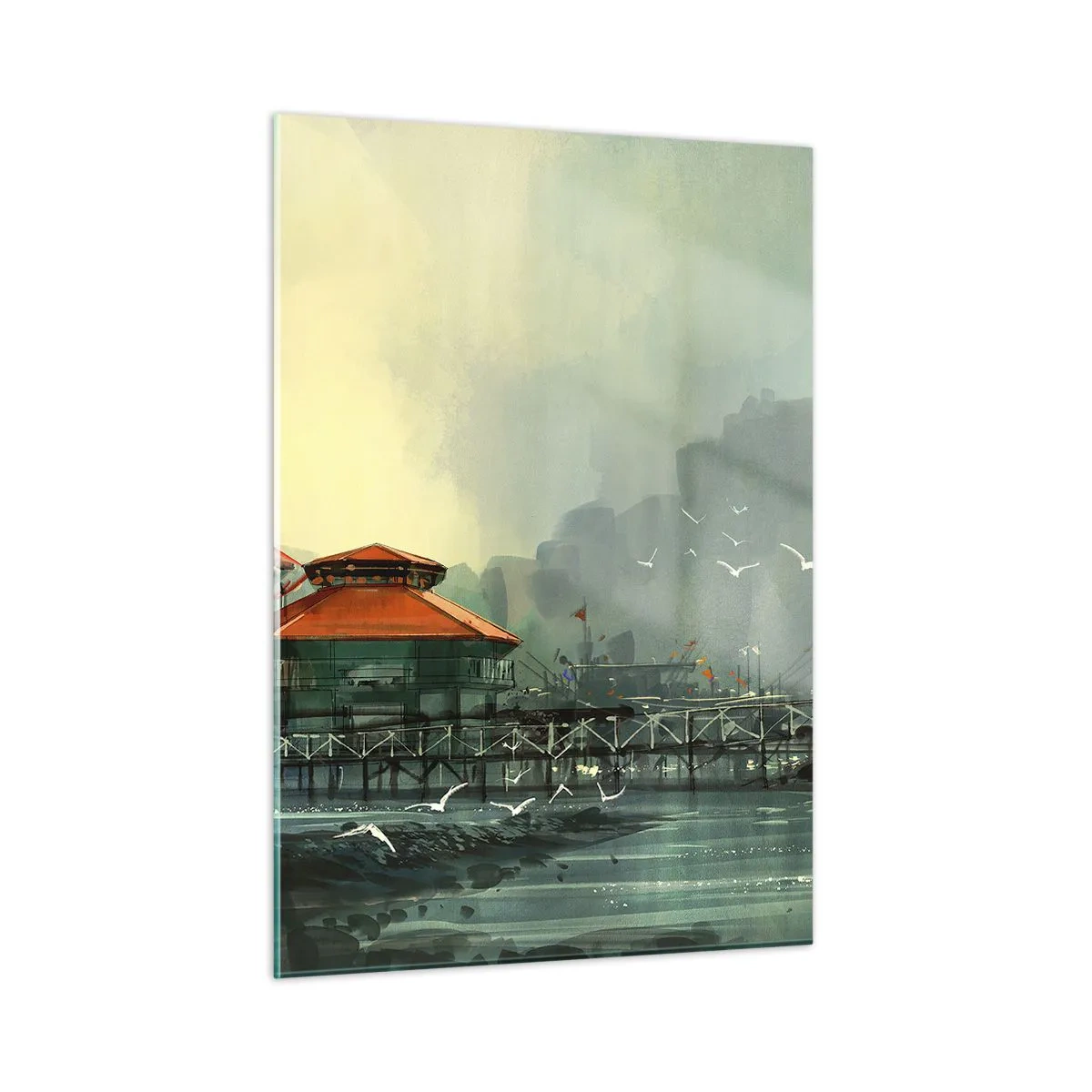 Glass picture - Gloomy Day at the Port - 50x70 cm