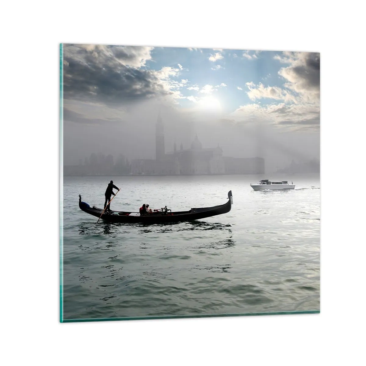 Glass picture - Fairytale City from Water and Fog - 40x40 cm