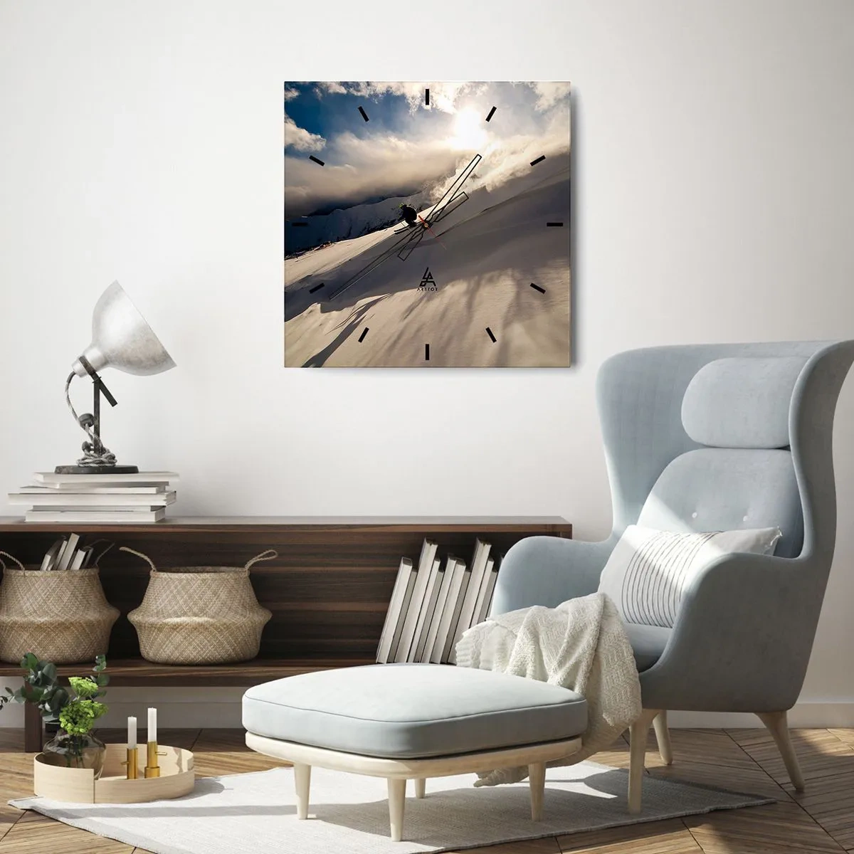 Wall clock - Clock on glass - Mountain Challenge Accepted - 30x30 cm