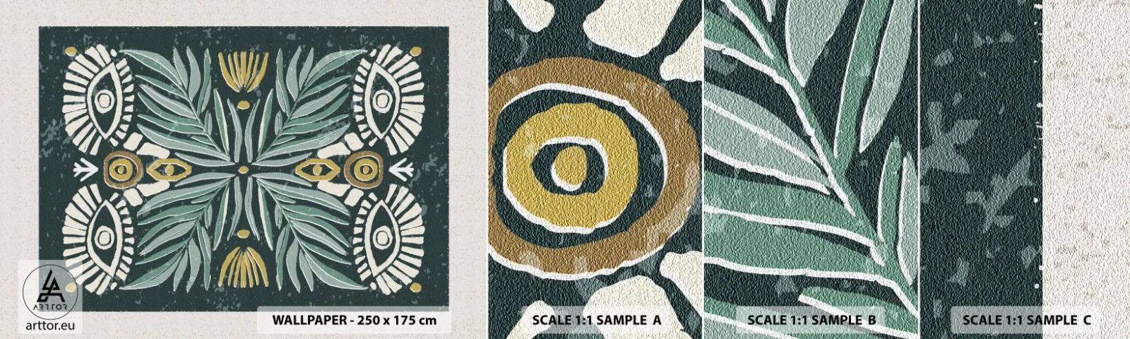 Photo Wallpaper Sample Self-Adhesive Deluxe Sticker - Like a Folklore Cutout - Boho, Pattern, Botany - 100x30 cm