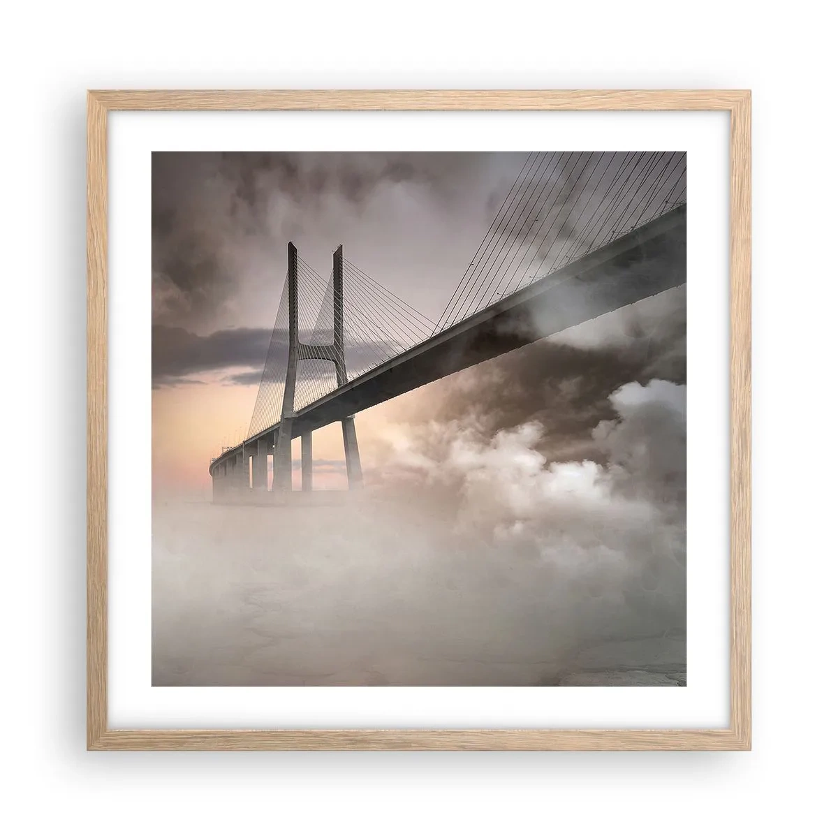 Poster in light oak frame - By the River that Doesn't Exist - 50x50 cm