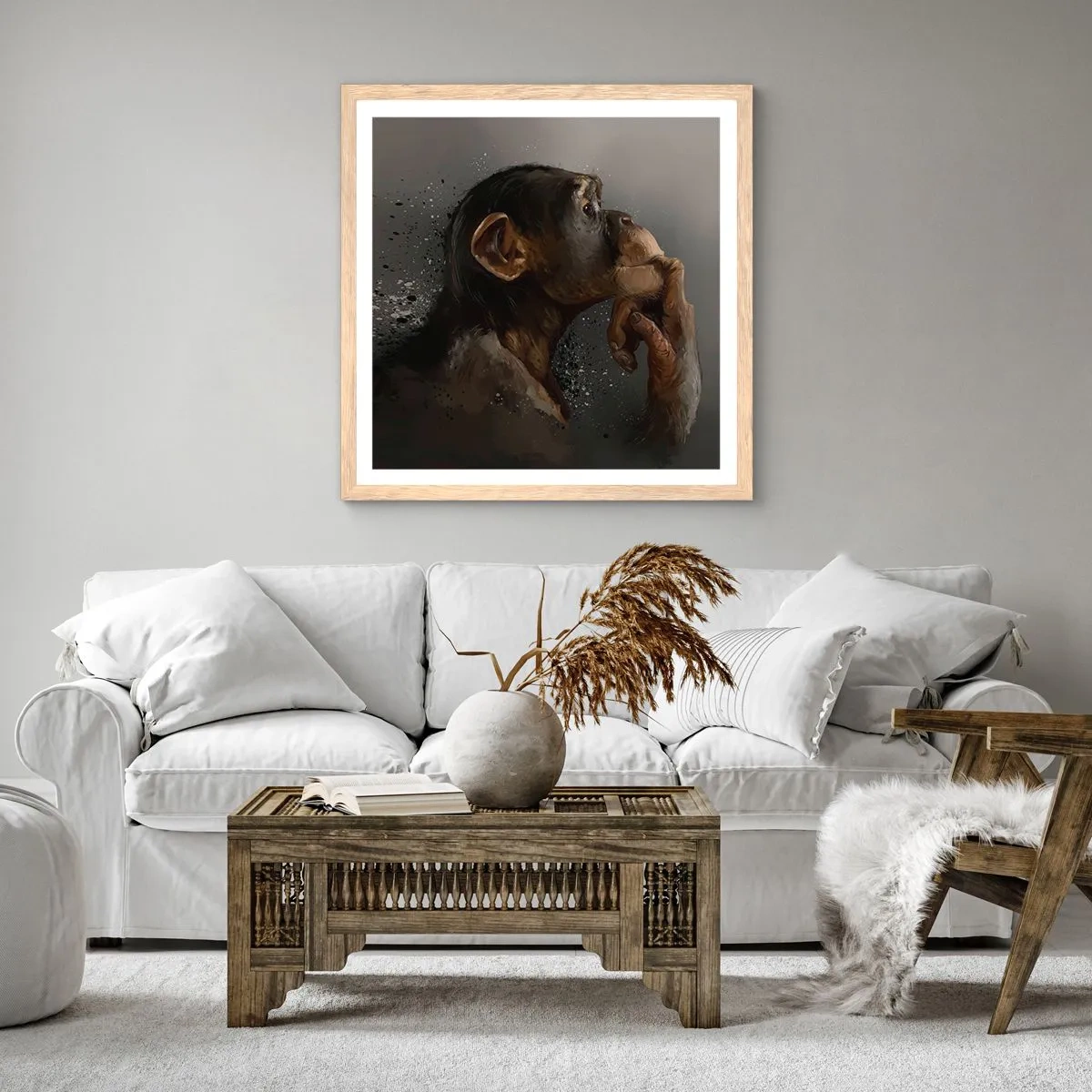 Poster in light oak frame - Certainly a Thinker - 40x40 cm