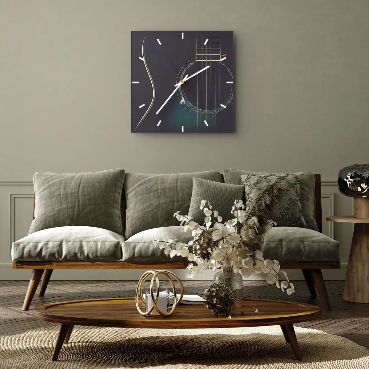Wall clock - Clock on glass - A Moment Before It Sounds - 40x40 cm